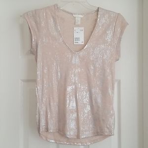 NWT H&M pink and silver knit shirt XS